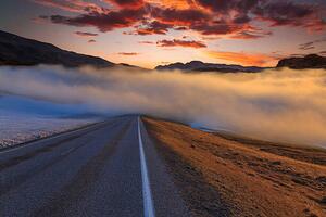 Fotografia The road in the fog at sunset. Norway, Anton Petrus, (40 x 26.7 cm)
