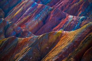 Umelecká fotografie Rainbow mountains, Zhangye Danxia geopark, China, kittisun kittayacharoenpong, (40 x 26.7 cm)