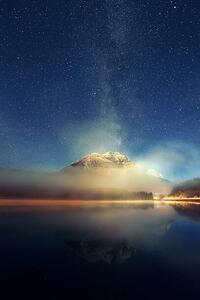 Umelecká fotografie Milky way mountain lake, Songquan Deng, (26.7 x 40 cm)