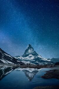 Umelecká fotografie Matterhorn - night, Viaframe, (26.7 x 40 cm)