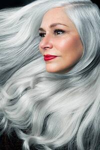 Umelecká fotografie 3/4 profile of woman with long, white hair., Andreas Kuehn, (26.7 x 40 cm)