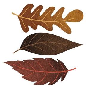 Umelecká fotografie Three brown fall leaves watercolor illustration, ToBeeLife, (40 x 40 cm)
