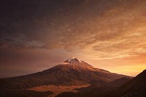 Umelecká fotografie Sunset over mountain, (40 x 26.7 cm)