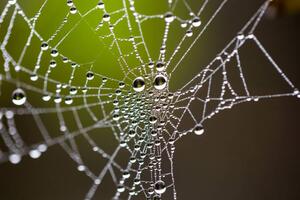 Umelecká fotografie Water drops on spider web needles, Tommy Lee Walker, (40 x 26.7 cm)