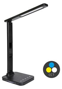 Stolná LED lampa WEST s hodinami a USB, 8 W, CCT, čierna (LU19AC-CR) (LU19AC-CR)