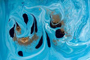 Ilustrácia Marbled blue and golden abstract background., anyababii, (40 x 26.7 cm)