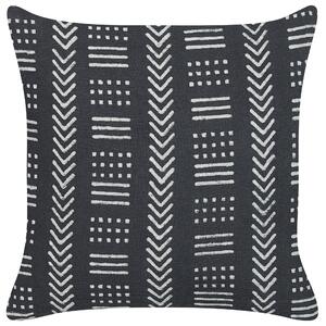 Dekoratívny vankúš čierno-biely bavlnený poťah 45 x 45 cm geometrický vzor bloková potlač boho bytové dekorácie