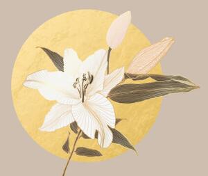 Ilustrácia Lily flower pattern with golden metallic, Svetlana Moskaleva, (40 x 24.6 cm)