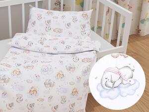 Biante Detské bavlnené posteľné obliečky do postieľky Sandra SA-368 Spiace zvieratká na oblohe Do postieľky 90x140 a 50x70 cm