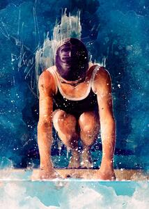 Umelecká tlač Swimmer Sport Art 1, Justyna Jaszke, (30 x 40 cm)
