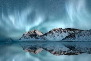 Umelecká fotografie Northern Lights, Haukland, Nordland, Norway, arnaudbertrande, (40 x 26.7 cm)