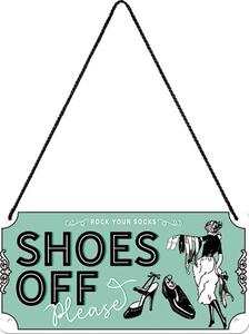 Plechová ceduľa Shoes Off, 20 x 10 cm