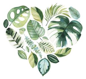 Ilustrácia Handpainted illustration with colorful tropical leaves., Ekaterina Skorik, (40 x 40 cm)