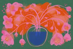 Ilustrácia Pink Flower Bouquet, Treechild, (40 x 26.7 cm)