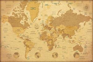 Plagát, Obraz - World Map - ES Vintage