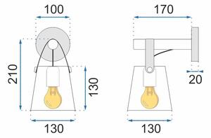 Toolight - Kovová nástenná lampa s remienkom 1xE27 APP467-1W, biela-hnedá, OSW-06916