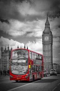 Umelecká fotografie LONDON Houses Of Parliament & Red Bus, Melanie Viola, (26.7 x 40 cm)