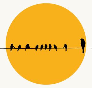 Ilustrácia Birds Family, Kubistika, (26.7 x 40 cm)