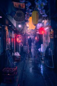 Umelecká fotografie Tokyo Blue Rain, Javier de la, (26.7 x 40 cm)