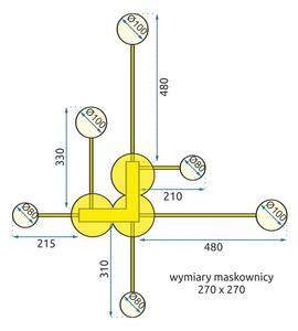 Toolight - LED stropné svietidlo 6-ramenné APP210-3CPR + diaľkové ovládanie, čierna, OSW-08463