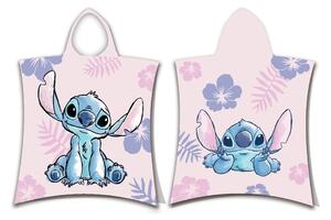 Svetloružové bavlnené detské pončo Lilo and Stitch – Jerry Fabrics