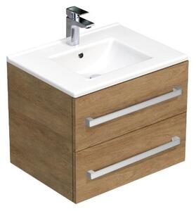 Kúpeľňová skrinka s umývadlom SAT Cube Way 60x53x46 cm Hickory dub CUBE46602DHMOD