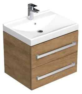 Kúpeľňová skrinka s umývadlom SAT Cube Way 60x53x46 cm dub hikor CUBE46602DHVER