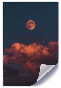 Plagát Ružové mraky a mesiac Farba rámu: Prírodná, Veľkosť: 20 x 30 cm