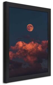 Plagát Ružové mraky a mesiac Farba rámu: Prírodná, Veľkosť: 20 x 30 cm