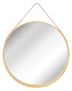 Tutumi - Okrúhle zrkadlo v drevenom ráme na pásku 50 cm NBKL-19028, svetlá hnedá, HOM-09012