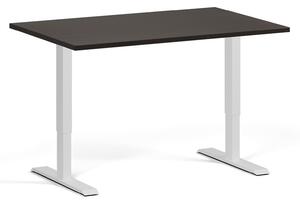 Výškovo nastaviteľný stôl, 1 motor, 745 - 1235 mm, doska 1200 x 800 mm, biela podnož, wenge