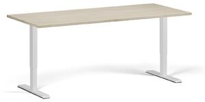 Výškovo nastaviteľný stôl, 1 motor, 745 - 1215 mm, doska 1800 x 800 mm, biela podnož, dub prírodný