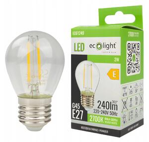 LED žiarovka E27 filament 2W 240lm 2700k g45 - teplá farba