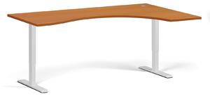 Ergonomický výškovo nastaviteľný stôl, 180x120 cm, 1 motor, L/P, biela podnož, čerešňa