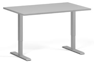 Výškovo nastaviteľný stôl, 120x80 cm, 1 motor, sivá podnož, sivá