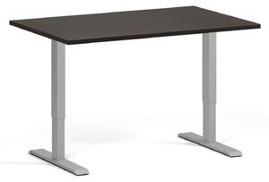 Výškovo nastaviteľný stôl, 1 motor, 745 - 1235 mm, doska 1200 x 800 mm, sivá podnož, wenge