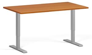 Výškovo nastaviteľný stôl, 1 motor, 745 - 1235 mm, doska 1400 x 800 mm, sivá podnož, čerešňa