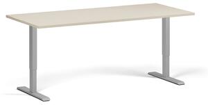 Výškovo nastaviteľný stôl, 180x80 cm, 1 motor, sivá podnož, breza
