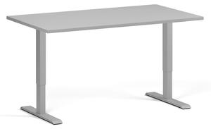 Výškovo nastaviteľný stôl, 140x80 cm, 1 motor, sivá podnož, sivá