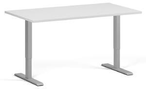 Výškovo nastaviteľný stôl, 1 motor, 745 - 1235 mm, doska 1400 x 800 mm, sivá podnož, biela