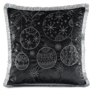 VIANOČNÁ DEKORAČNÁ OBLIEČKA NA VANKÚŠ HOLLY 45X45 CM ČIERNA