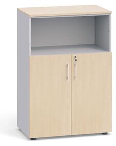 Kancelárska skriňa kombinovaná PRIMO 2023, 1087 x 800 x 420 mm, sivá / breza