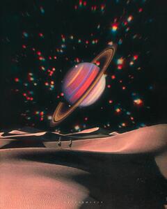 Ilustrácia Space disco, spacerocket art, (30 x 40 cm)