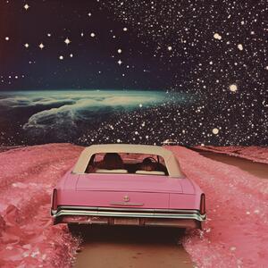 Ilustrácia Pink Cruise in Space Collage Art, Samantha Hearn, (40 x 40 cm)