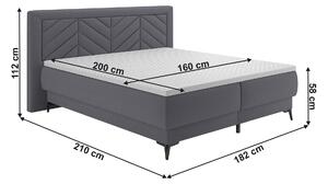KONDELA Boxspringová posteľ, 160x200, sivá, OPTIMA A