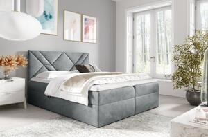 Boxspringová posteľ ASKOT - 180x200, šedá + topper ZDARMA