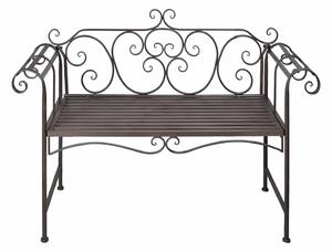 Záhradná lavička 132 cm, oceľ, starožitná, hnedá