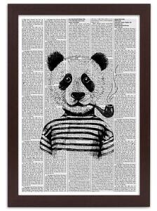 Plagát Panda s fajkou Farba rámu: Hnedá, Veľkosť: 20 x 30 cm