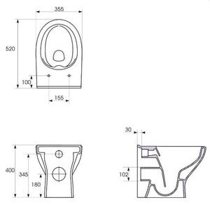 Cersanit Moduo CleanOn, stojaca wc misa + antibakteriálne toaletné sedátko z duroplastu, SET A39, biela, S701-267