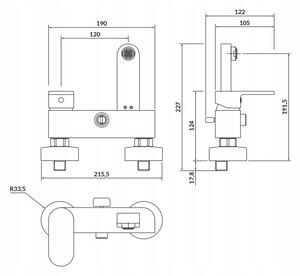 Cersanit Crea, nástenná sprchová-vaňová batéria, chrómová, S951-304